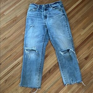 Distressed Light Blue Ankle Jeans